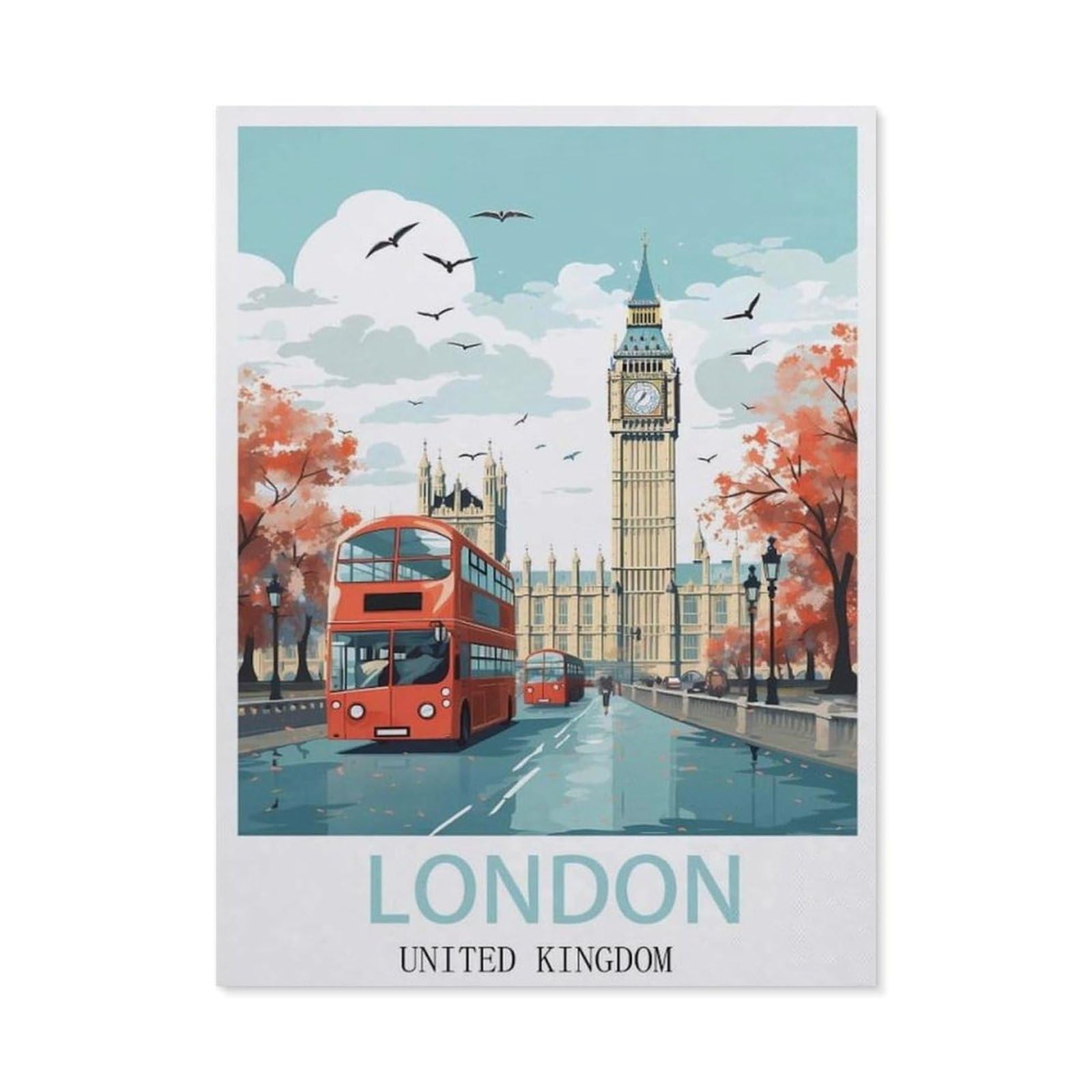 Funny Bathroom Wall Decor Signs，London(30x40cm）