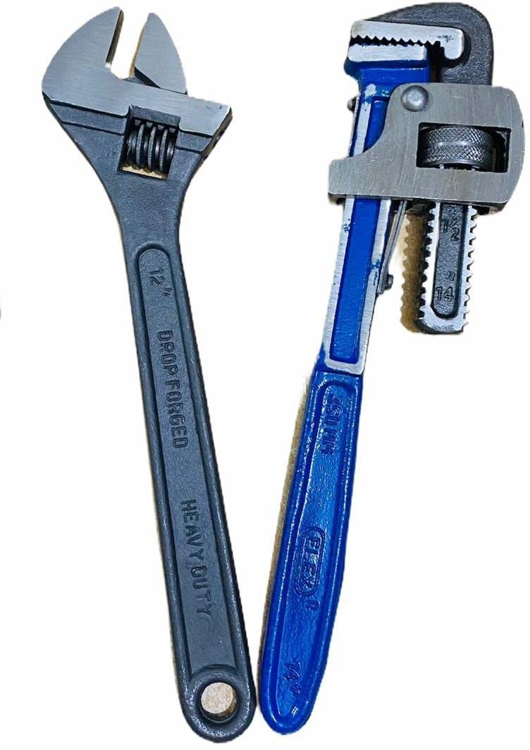 WallVilla Plumber Tool Combo 14inch Pipe Wrench & 12inch Adjustable Wrench | Plumber Tool Combo Single Sided Pipe Wrench (Pack of 2) (B0CRHY7KH7) Amazon Price History, Amazon Price Tracker