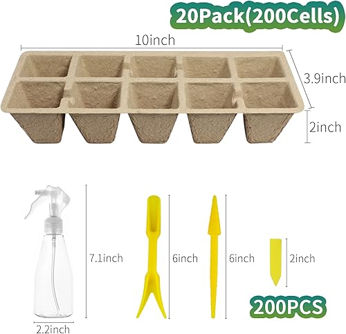 Miniatura 2 de 640 bandejas de inicio de plántulas, paquete de 40 macetas de turba biodegradables, kit de inicio de plántulas, bandejas de germinación orgánica,