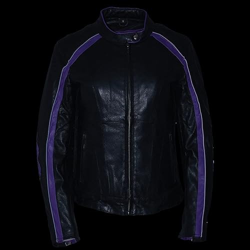 Miniatura 8 de Milwaukee Leather ML1952 Chaqueta de cuero para mujer con diseño bordado de alas y remaches negros