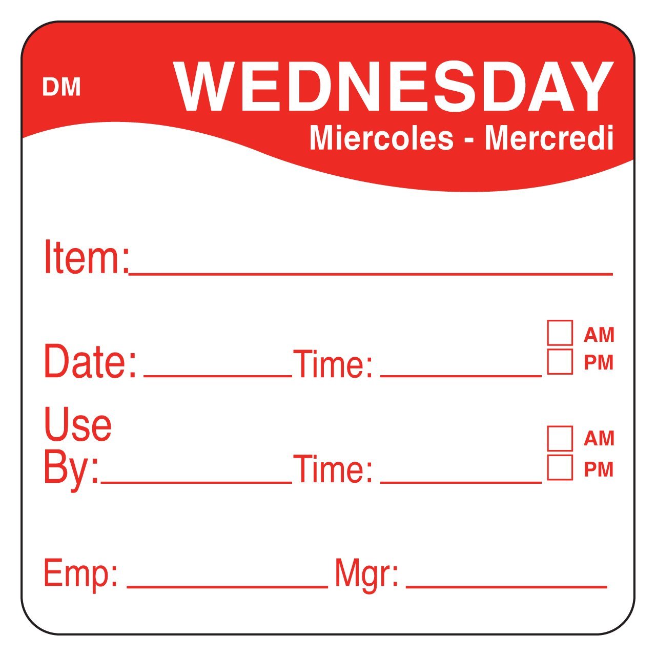 DayMark Day of the Week 2" Square Dissolvable Labels, Monday-Sunday, Label Dispenser Included (1,750 labels)