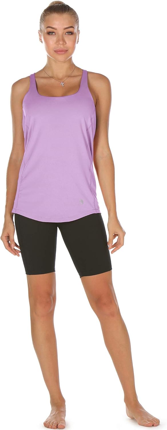 icyzone Workout Tank Tops Built in Bra - Women's Strappy Athletic Yoga Tops, Exercise Running Gym Shirts - Image 2