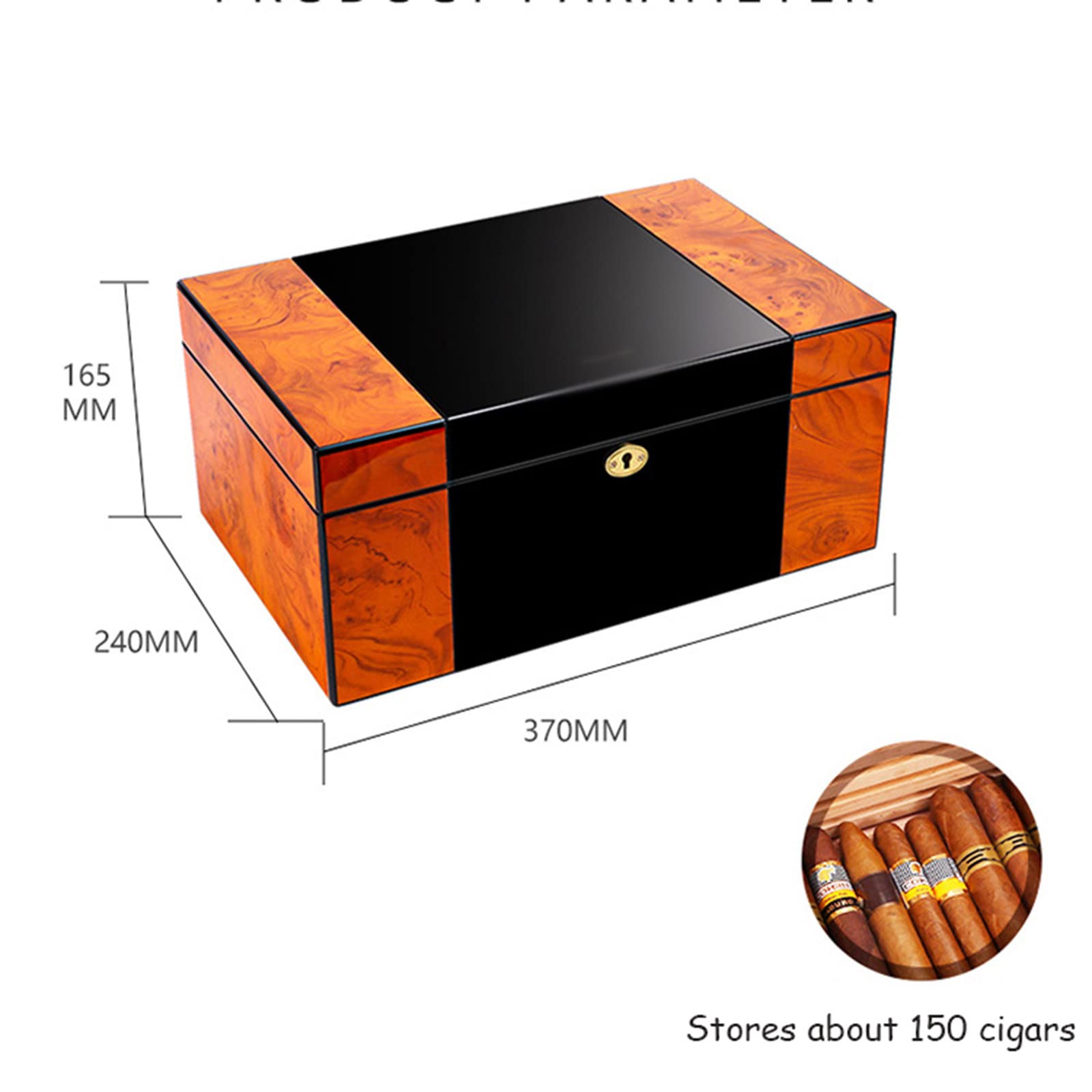 Humidor dwuwarstwowy Cedar Humidor o dużej pojemności mieści 120-150 cygar z nawilżaczem i higrometrem