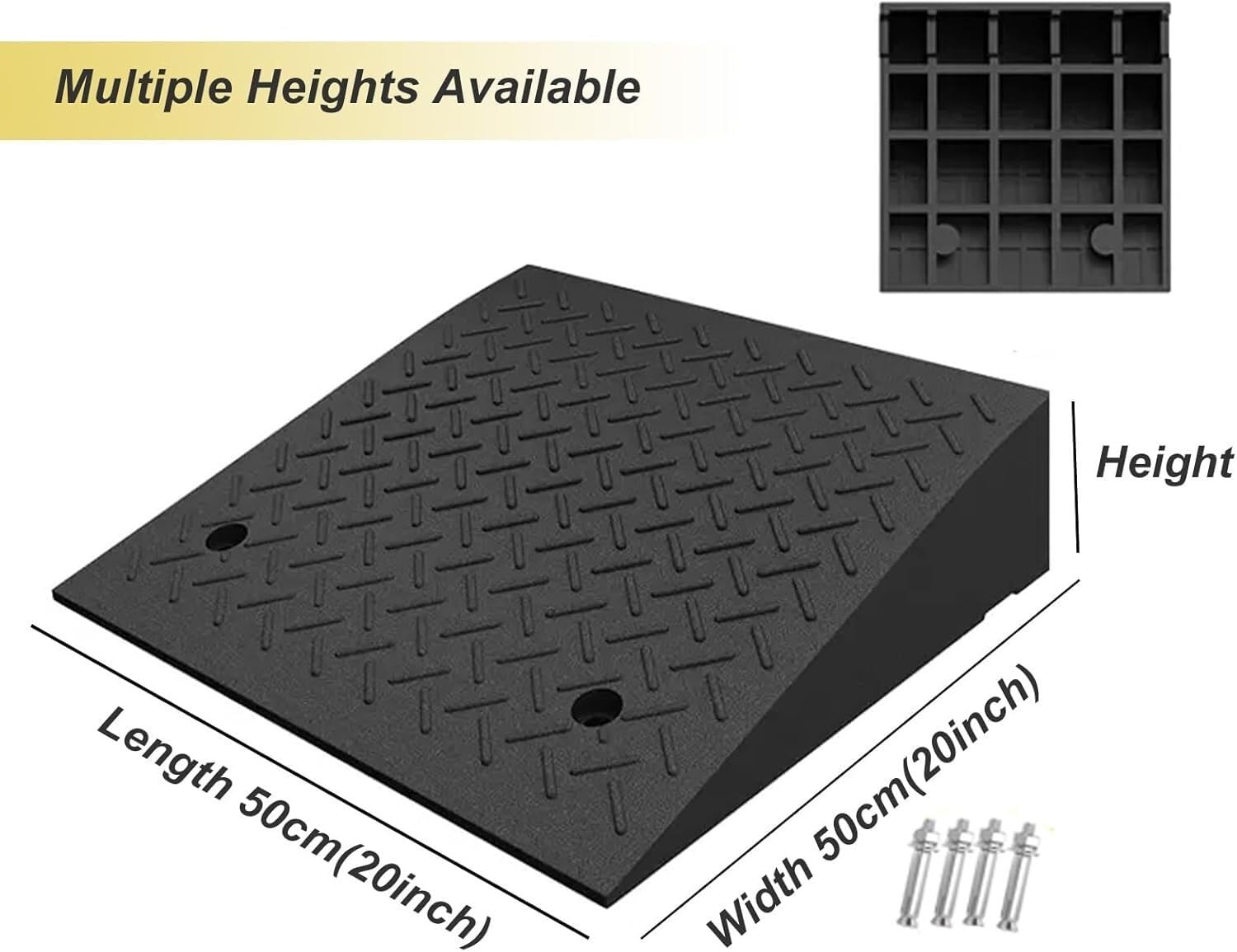 Schody rampowe Gumowe najazdy krawężnikowe, wytrzymałe najazdy podjazdowe, podjazdy dla wózków inwalidzkich do transportu zwierząt(Height 7cm/2.7inch)
