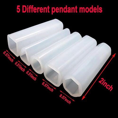 Miniatura 3 de Markeny Moldes de resina de silicona, 4 moldes de fundición de resina, incluyendo esfera, diamante, pirámide, cuadrado, con 5 colgantes de collar