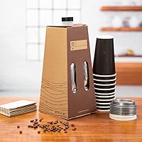 Vista 4 de Restaurantware Cater Tek - Recipientes de café para llevar de 96 onzas, 10 servidores desechables de bebidas – con asa aislada de papel kraft
