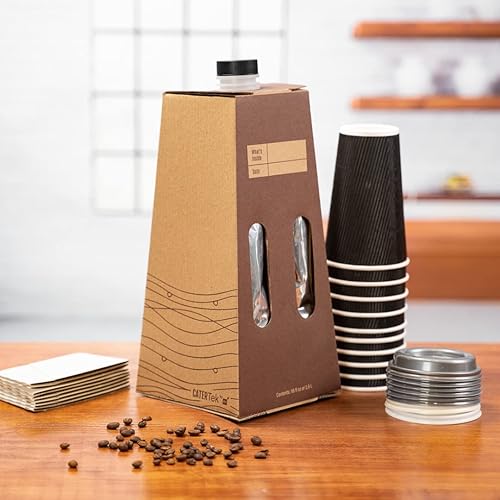 Miniatura 4 de Restaurantware Cater Tek - Recipientes de café para llevar de 96 onzas, 10 servidores desechables para bebidas, con asa, aislados, contenedores de