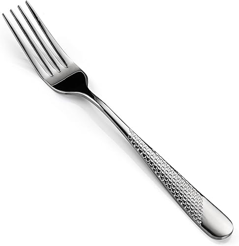 Miniatura 1 de Tenedores de cena, 30 tenedores de acero inoxidable con mango martillado, pulido y apto para lavavajillas, tenedores de mesa para el hogar, cocina,