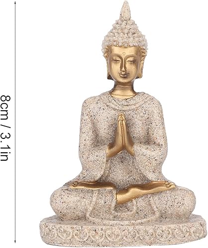 Miniatura 4 de Estatua de Buda, estatua de tallado, decoración de Buda, artesanía de Buda, pequeña piedra arenisca meditando sentado tallado estatua de Buda para