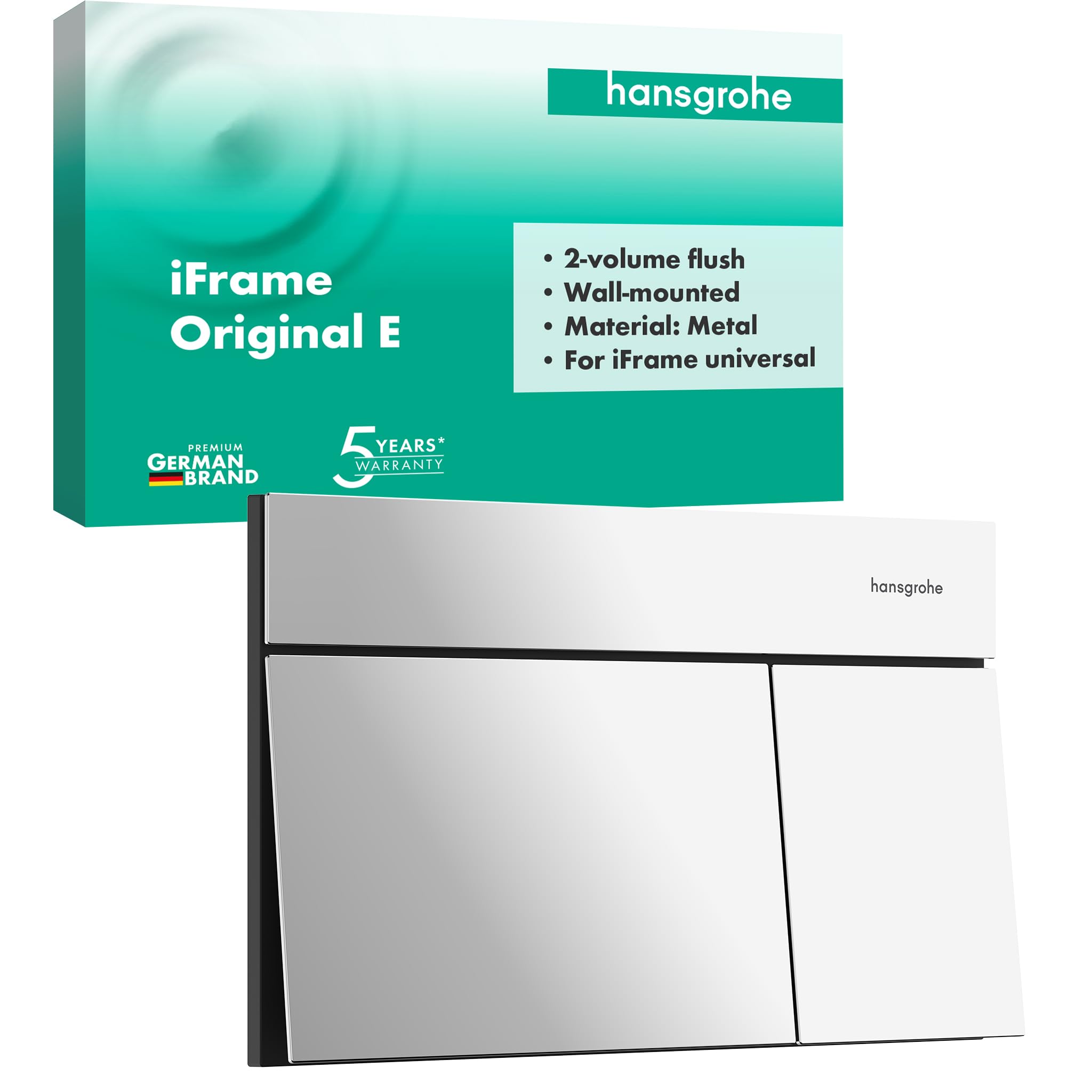 Hansgrohe Chrome Iframe Element E 66003000 Metal Push Plate Toilet For 2 Flush Flushes For Iframe Flush-Mounted Cistern