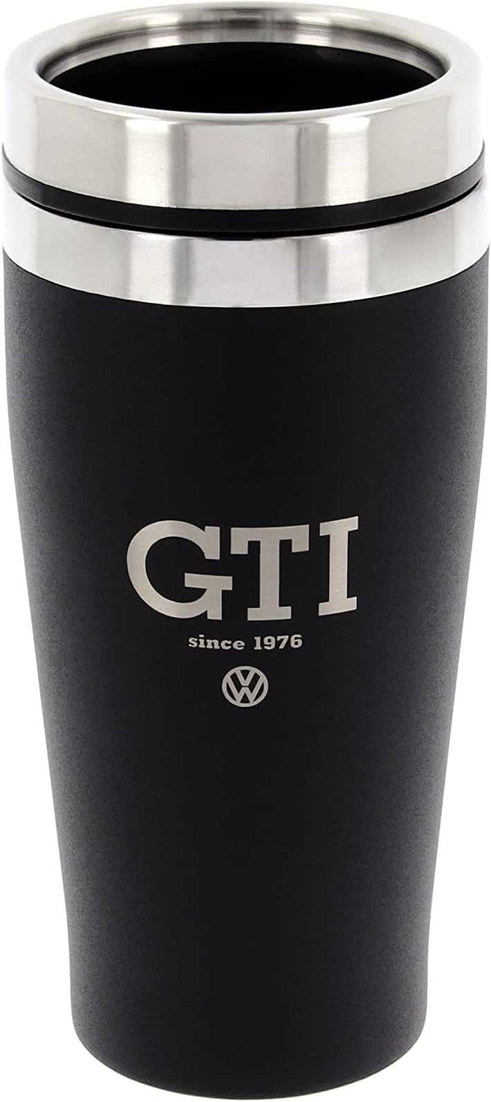 VW Collection - Insulated Stainless Steel Thermo Drinking Cup in VW GTI Design, Double-Walled (450ml/15.2 fl oz/GTI The Legend/Black)