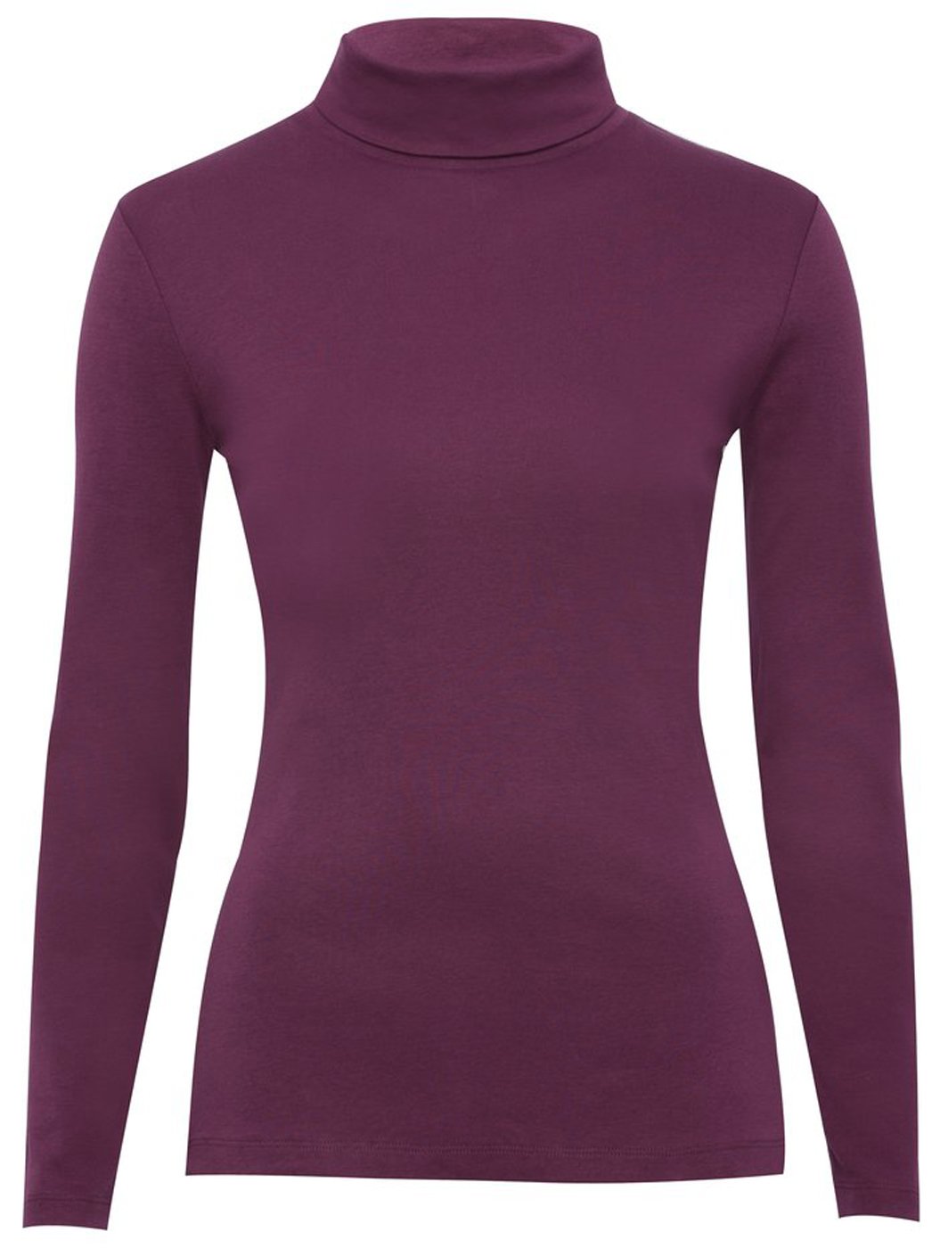 Fashion Valley Womens Plain Long Sleeve Turtle Polo Neck Top Ladies Roll Neck Top Jumper Purple-XL