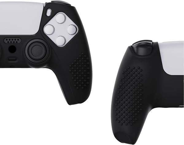 eXtremeRate PlayVital Black 3D Studded Edition Anti-slip Silicone Cover Skin for ps5 Controller, Soft Rubber Case Protector for ps5 Wireless Controller with 6 Black Thumb Grip Caps - 4