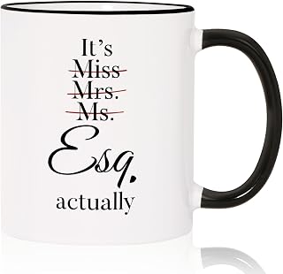 Shqiueos Funny Lawyer Gifts for Women 11oz Coffee Mug - It's Esq. Actually | Attorney Gift for Her, Pass the Bar Exam, Law School Graduation Gifts, Female Lawyer Present, Christmas Birthday Gift Cup