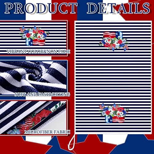 Bencailor 6 Pcs 4Th Of July Kitchen Towel Patriotic Star Stripe Absorbent Hand Towels Independence Day Gnome Dish Cloths White Blue Red Dish Microfiber Towels For Home Cleaning Baking (Bright Style) #TOP4
