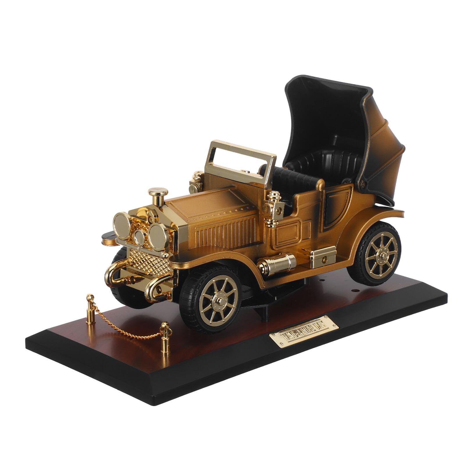 Caja Musical Retro en Forma de Coche Clásico de Plástico Coleccionable con Tonos Tradicionales para Adorno de Escritorio y Sala