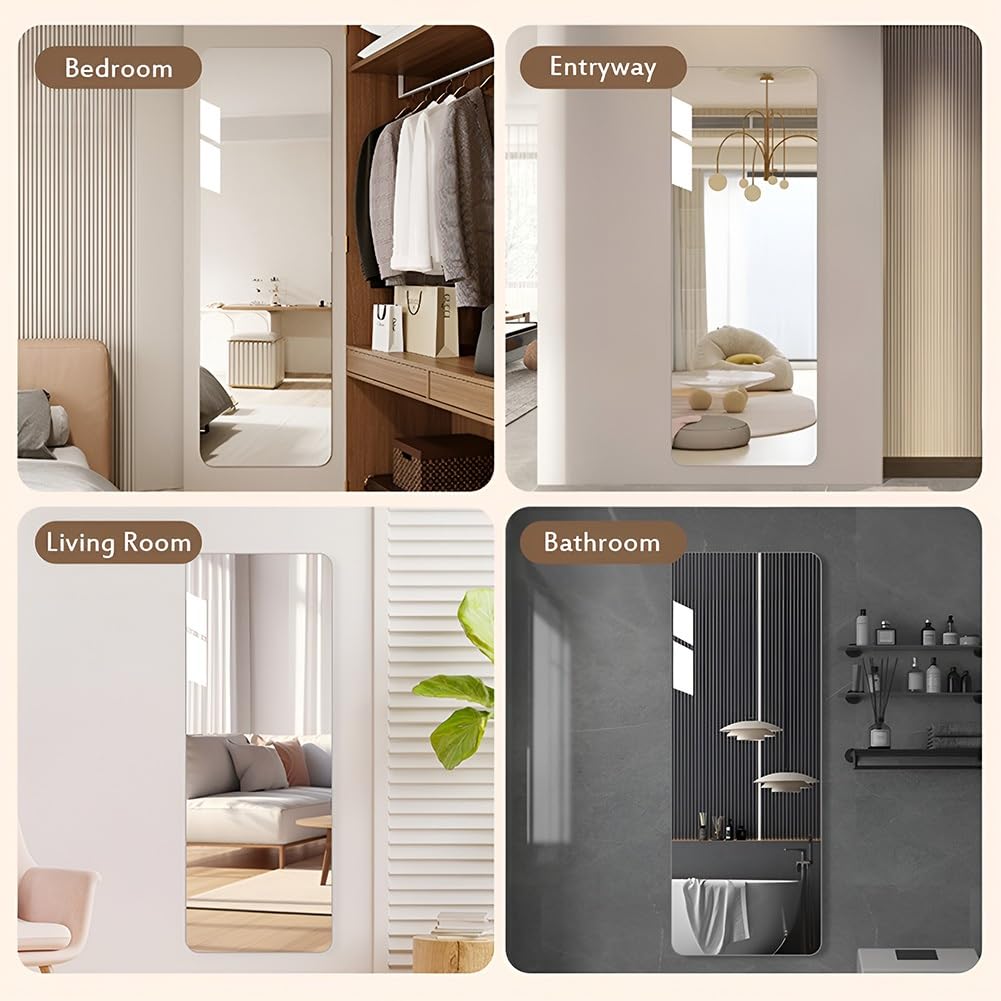 Samoprzylepny zestaw akrylowych luster – 30 x 119 cm i 40 x 119 cm, elastyczne, lekkie lustra ścienne do domu, siłowni, sypialni, szatni, trwałe, łatwe w instalacji, doskonałe odbicie