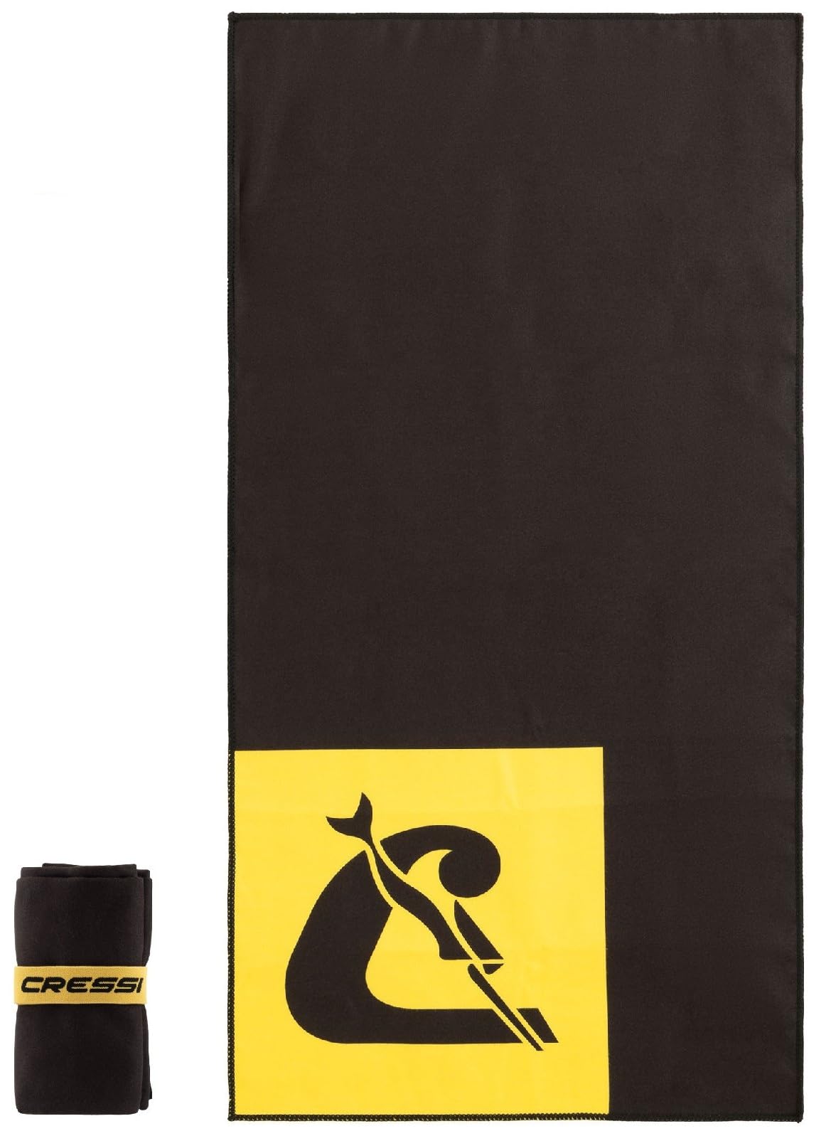 Cressi Vela Towel Microfibre Double Face Pool Beach Gym Lightweight Soft Incredibly Absorbent Superior to Standard Towels - Black/Yellow M (50x100 cm)