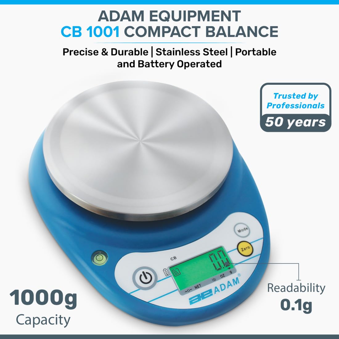 AE ADAM CB 1001 Balanza Digital, 1000 g x 0,1 g