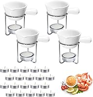 Reasmi Butter Warmer Set of 4 for Seafood, Lobster & Crab - Drawn Butter Melter with 20 Tealights for Chocolate, Cheese Fondue