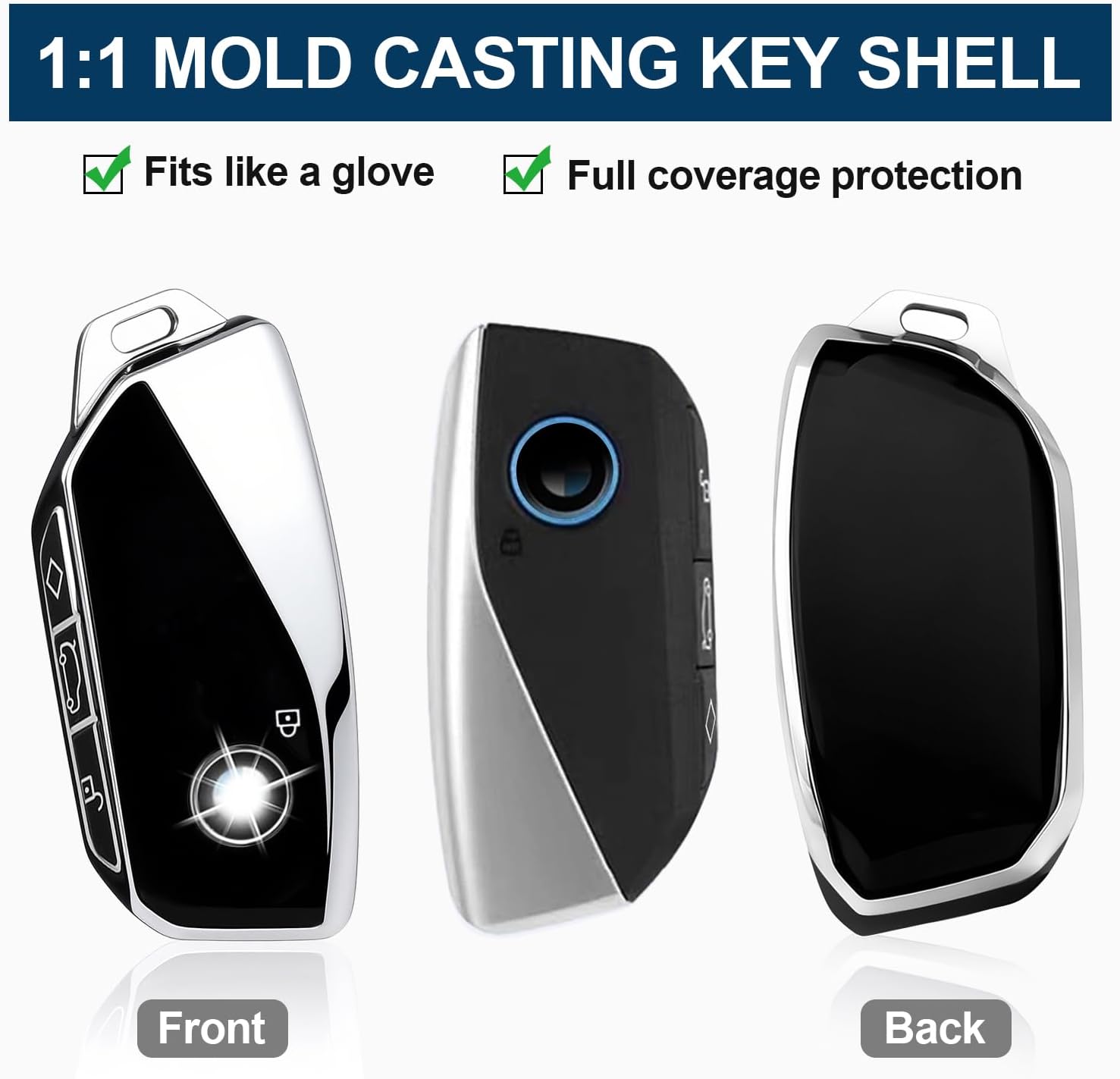 Key Fob Cover for BMW - Premium Soft TPU Shell Full Protection Case with Keychain, Fits 5 Series 7 Series X1 X3 X5 X6 X7 4