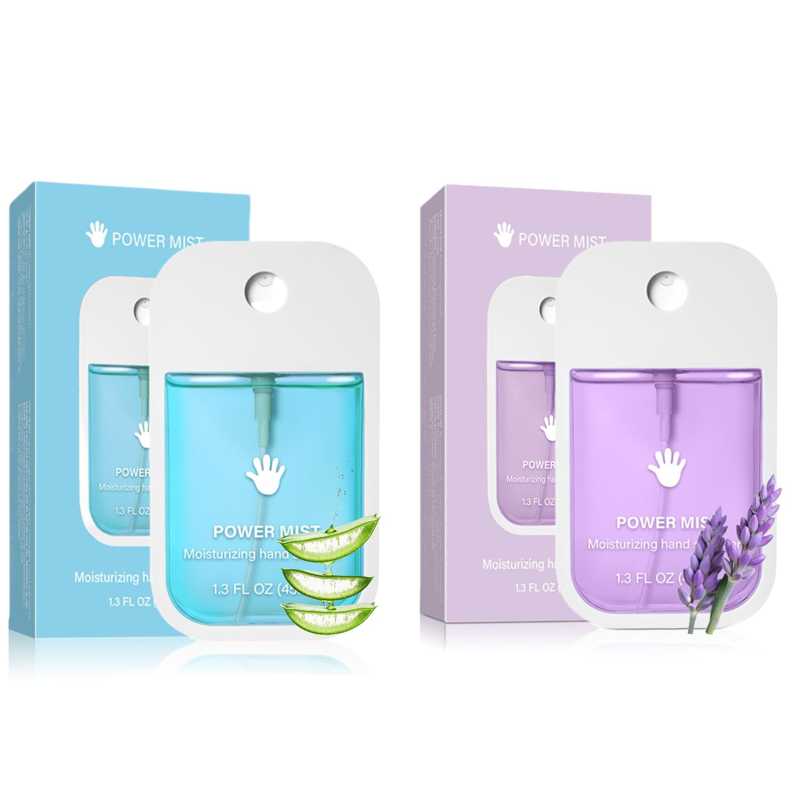 2pcs Hand Sanitizer Spray, Portable Power Mist Hydrating Hand Sanitizers Spray Travel Size, Pocket Hand Sanitizer Multi-Flavor Cleanses Your Hands (Blue & Purple)