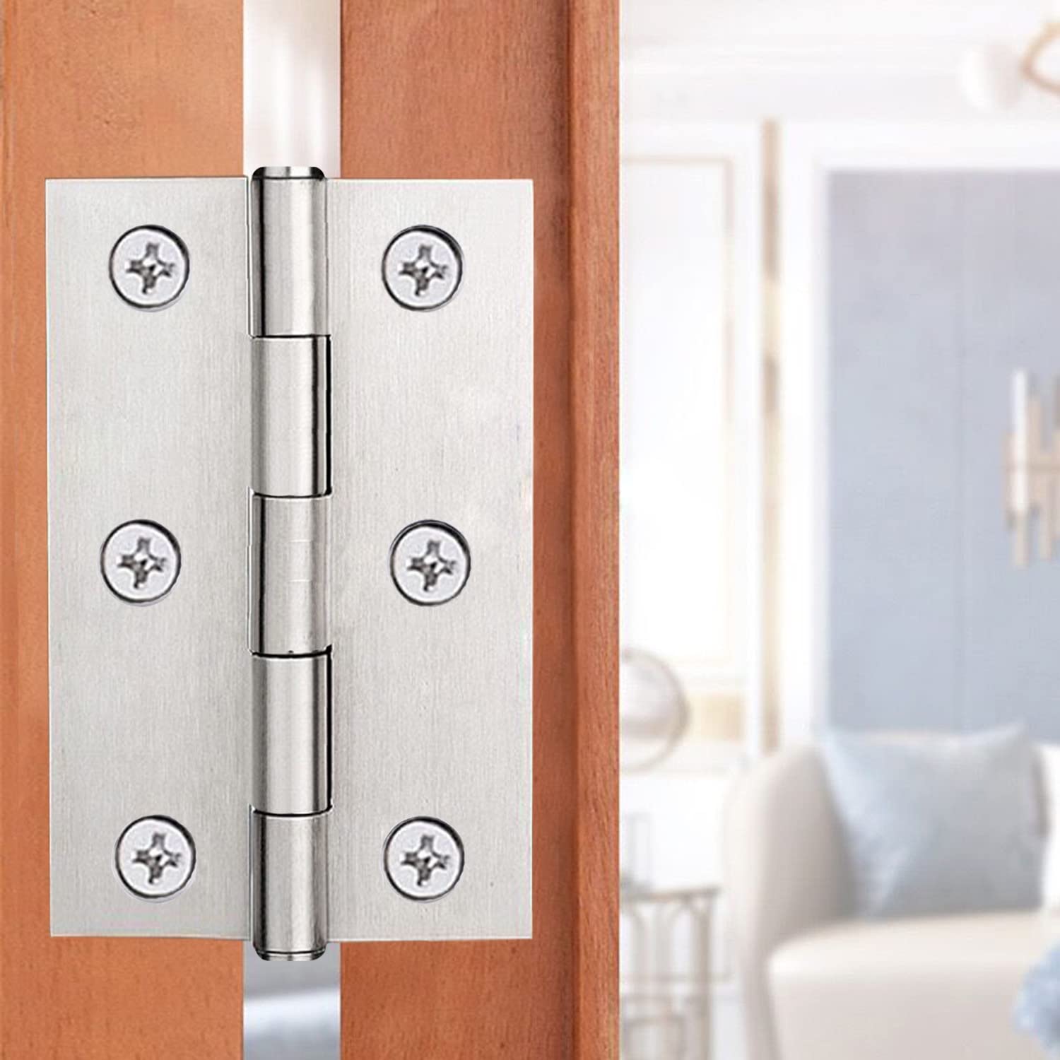 10 Cerniere In Acciaio Inox Da 75mm Per Porte E Armadi - Con 60 Viti Incluse, Argento - Foto 5