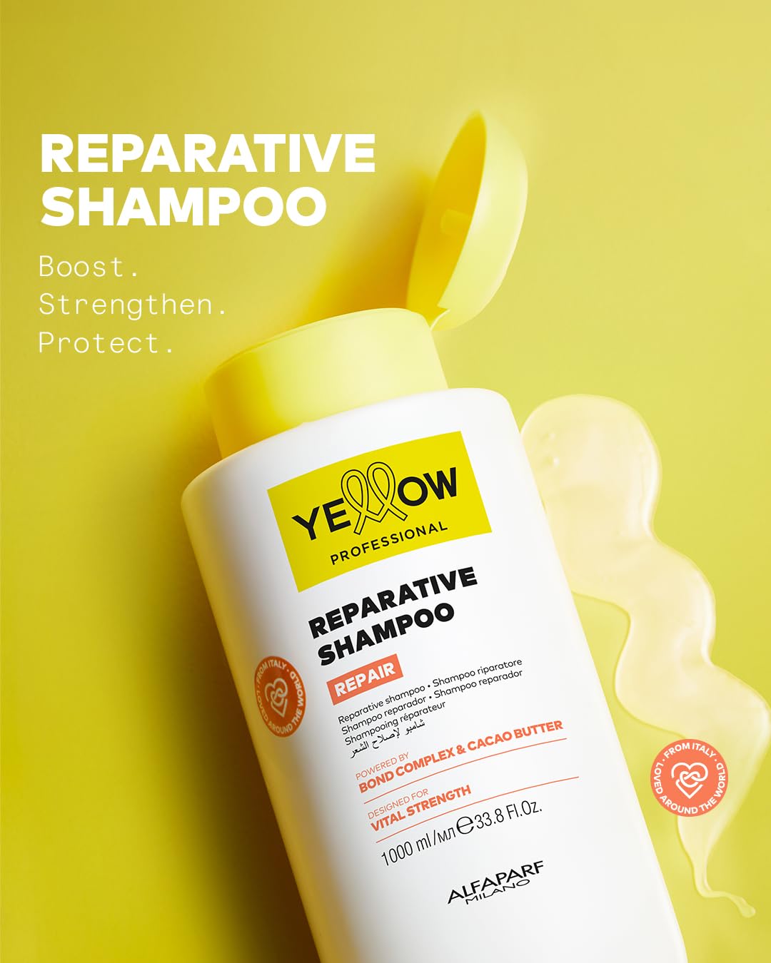Alfaparf Milano Yellow Professional Repair Reparative Shampoo for Damaged Hair - Powered By Bond Complex & Cacao Butter - Designed For Vital Strength (16.9 fl oz / 500ml) - Image 6