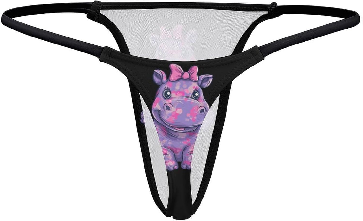 Cute Hippo Thongs for Women Underwear G-String Panties | Breathable,Low Rise Panties,T-back,Sexy,Briefs,No Show Thongs