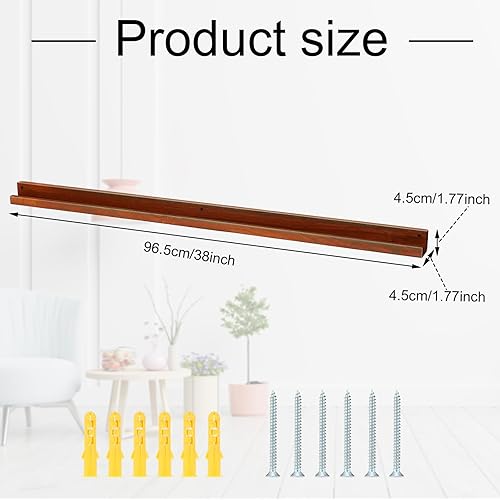 Miniatura 3 de 2 estantes largos para discos de vinilo para montaje en pared, soporte para discos de vinilo de madera de 38 pulgadas, estantes de montaje en pared,