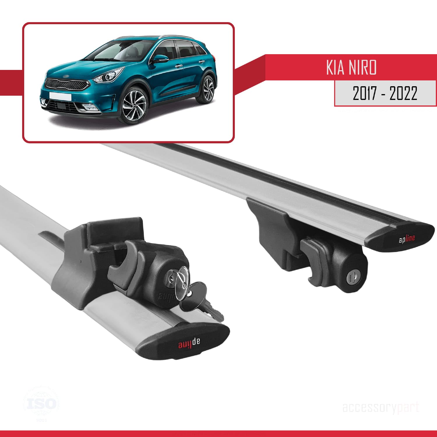 Barres de Toit pour Kia Niro (DE) 2017-2022 HOOK Railing Porte-Bagages