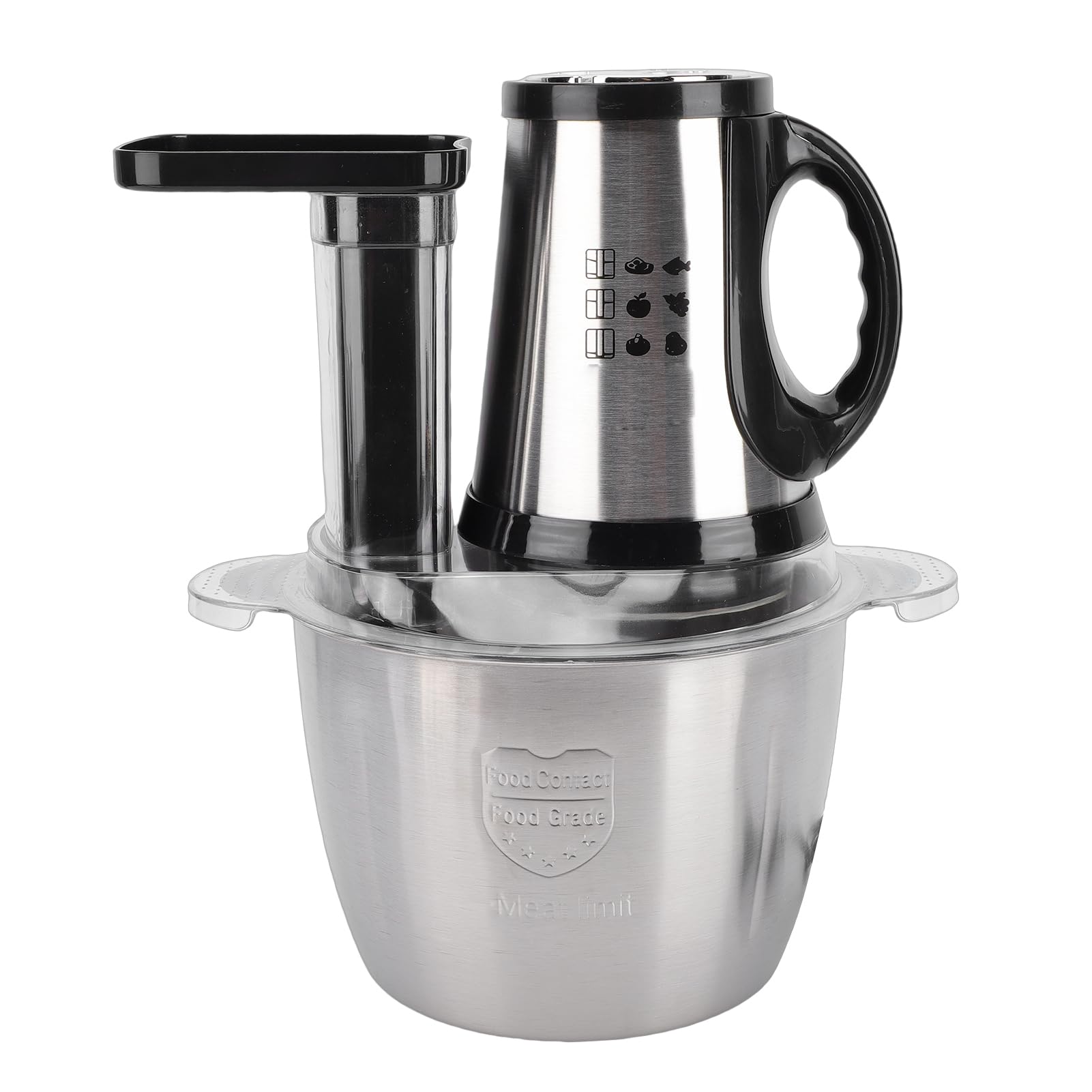 Fockety Procesador de Alimentos, Picadora de Alimentos Eléctrica de Acero Inoxidable de 3 L, Picadora de Carne Robusta, Compacta y Multifuncional con Potente Motor de 300 W (Enchufe europeo 220V)
