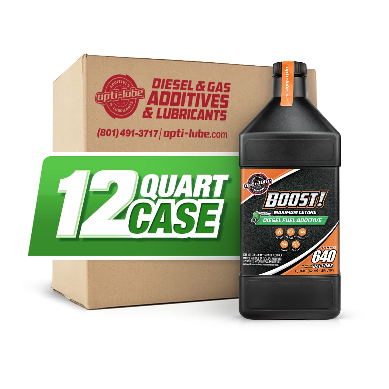 Boost! Opti-Lube Formula Diesel Fuel Additive: Quart, Treats up to 640 Gallons (Quart, 12 Pack)