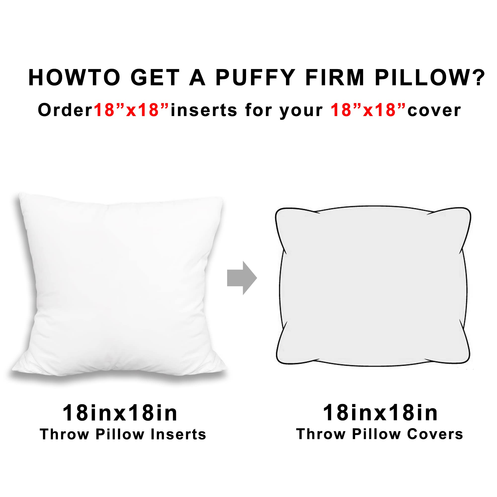 hito Throw Pillow Inserts with 100% Cotton Cover Soft Filling Polyester(Set of 2) - 18x 18 Inch Bed Couch Sofa Alternative Pillow Inserts - Decorative Pillow Insert Pair