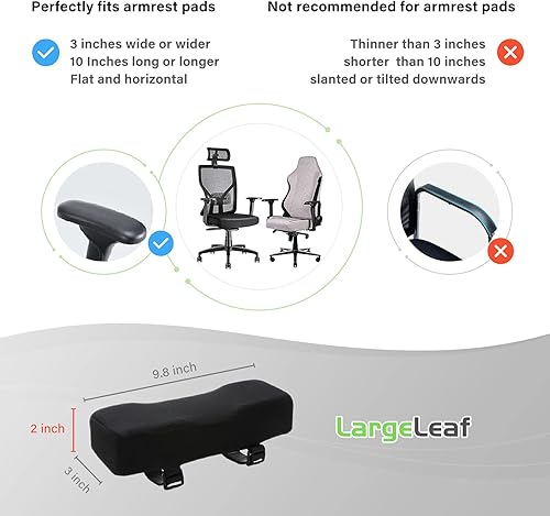 Vista 4 de Silla ergonómica extra gruesa de 2 pulgadas para oficina y juegos con almohadillas para reposabrazos de espuma viscoelástica, juego de 2 piezas