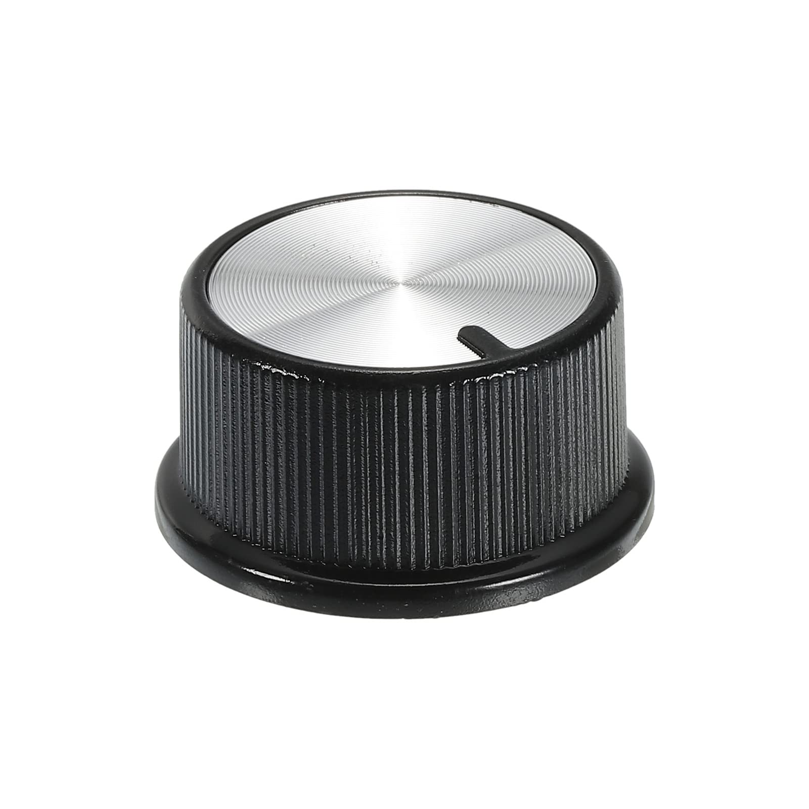 MECCANIXITY Potentiometer Control Knob ABS Guitar Knob for 6mm D Type Shaft Electric Guitar Power Amplifiers Stereos,Volume Tone 180 Degrees Rotary Knob Black Silver 1PCS