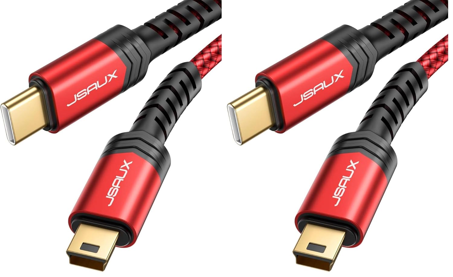 JSAUX Mini B to USB C Cable 10ft, USB C to Mini USB Cable Charging Cord for GoPro Hero 3+, PS3 Controller, MP3 Player, Dash Cam, Digital Camera, GPS Receiver, PDAs and More Devices (Pack of 2)