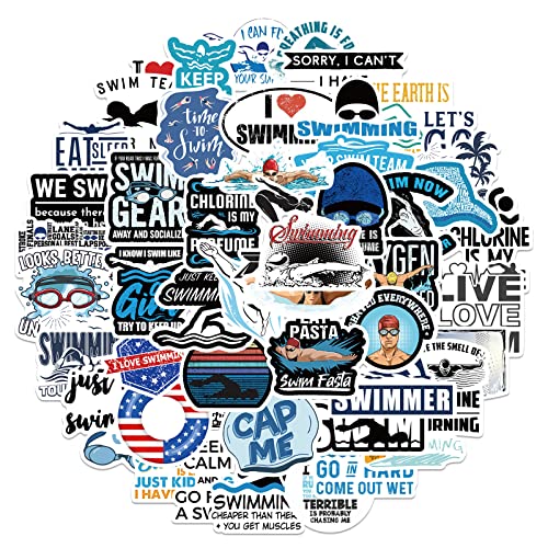 50 Pcs Swimming Stickers,Swimmer Vinyl Aesthetic Stickers Pack,Waterproof Sport Stickers For Water Bottles, Laptops, Suitcases,Skateboards And Car Decal,Perfect Gifts For Swimer,Adults,Teens And Kids #TOP1
