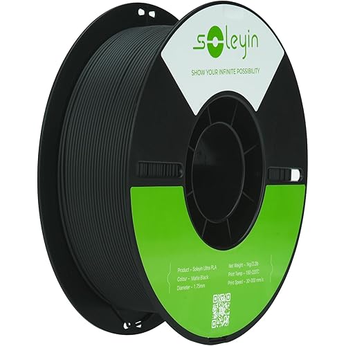 Ultra PLA Filament 1.75mm PLA 3D Printer Filament High Speed 30-600mm/s Dimensional Accuracy +/- 0.02mm, 1kg Spool (2.2lbs), Fit Most FDM 3D Printer (Matte Pla-Black)
