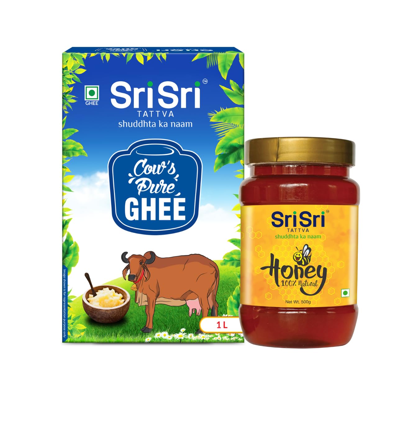 Sri Sri Tattva Cow Ghee - 1 Litre & Honey - 100% Natural, 500 g Combo | for Better Digestion and Immunity (B0DC6QYCWB) Amazon Price History, Amazon Price Tracker