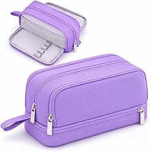 4 Compartments Pencil Case for Boys,Big Canvas Pen Pouch Bag, Large Capacity Pen Box, Tool Bag for Middle School College Office Organizer for Kids Men Women Adult Teens [Purple Color]