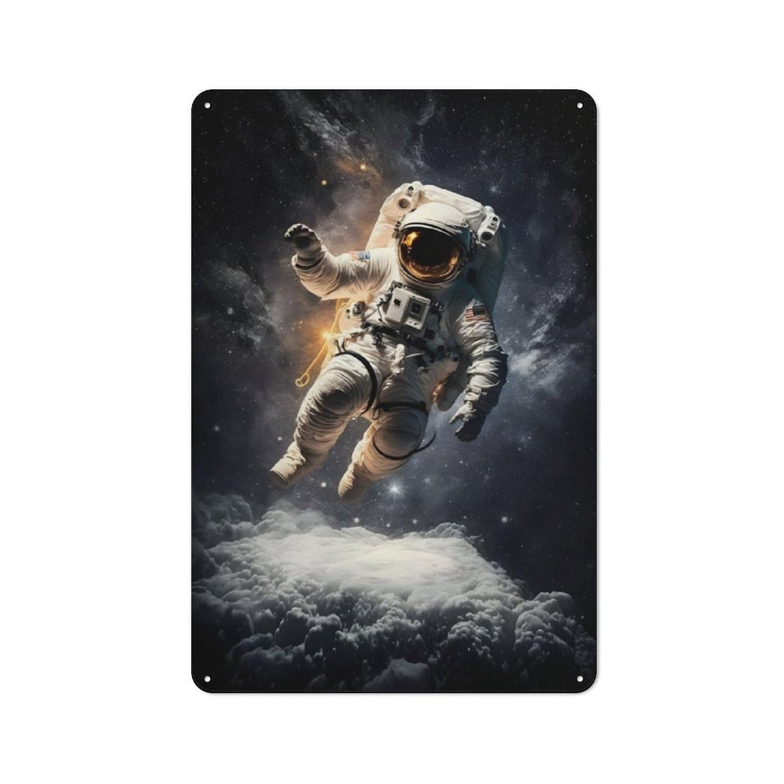 Rustic Tin Sign 30x20cm Featuring Astronaut for Bar Or Restaurant, A Housewarming Gift for Bar Decor Enthusiasts