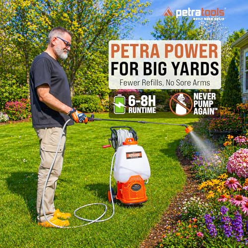Image of PetraTools Battery Powered Sprayer w /Cart & Retractable 100 ft Hose Reel
