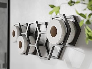 Shelf for Toilet Paper Toilet Paper Holder Bathroom Decor Bathroom Shelf Toilet Paper Shelf Toilet Decor Wood Holder for Toilet Paper Honeycomb (Grey)
