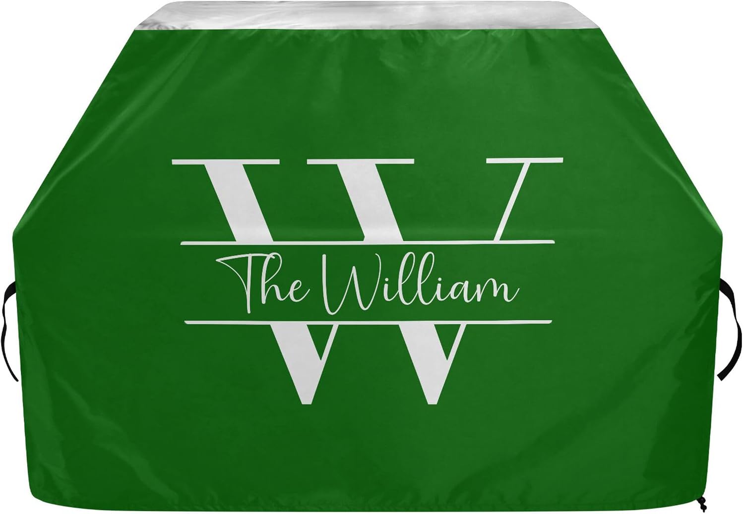 Green Custom Gas Grill Cover Personalized Family Name Burner Barbecue Cover BBQ Cover with Handle for Garden Outside
