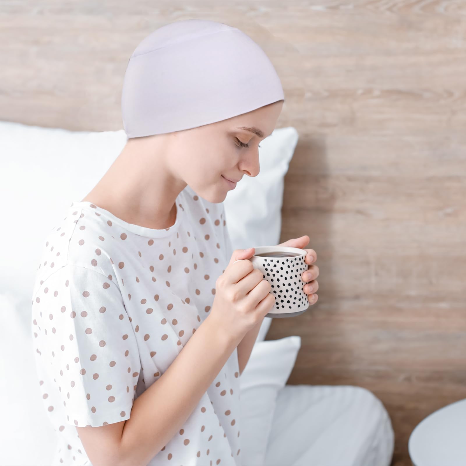 Lot de 4 bonnets de chimio pour femme - Bonnets de chimio - Bonnets de sommeil contre la perte de cheveux