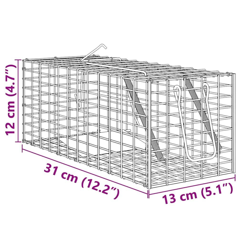 Tierfalle Grün aus Stahl 31 x 13 x 12 cm für Innen und Außenbereich wetterfest korrosionsbeständig langlebig ideal für Jagd Schießen Sport Outdoor Aktivität Zubehör Schutz