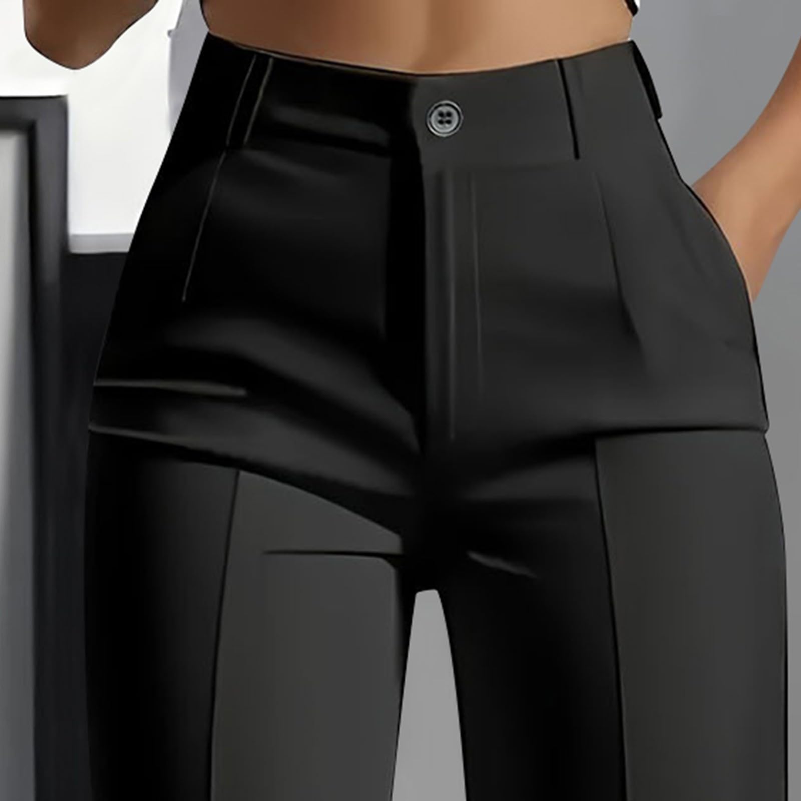 Dress Pants for Women Trendy 2026 High Waist Stretchy Work Pants Business Casual Straight Leg Trousers with Pockets - 5