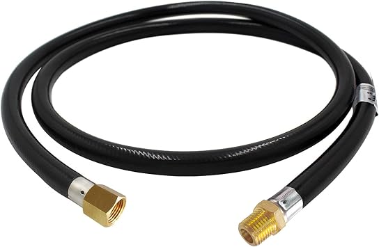 5 Feet High Pressure Hose - 1/4" Male NPT to 1/4" Female NPT Extension Hose, 5/16" ID Flexible Rubber Hose for Gas Grills, Turkey Fryers, Fire Pit, Mr Heater.RV & ETravel Trailers