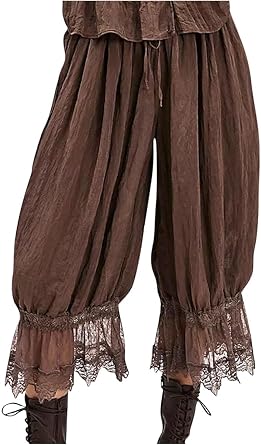 Victorian Lace Trim Bloomer Pants Womens Ruffled Flared Slip Vintage Y2K Coquette Sleepwear & Lounge Pajama Bottoms
